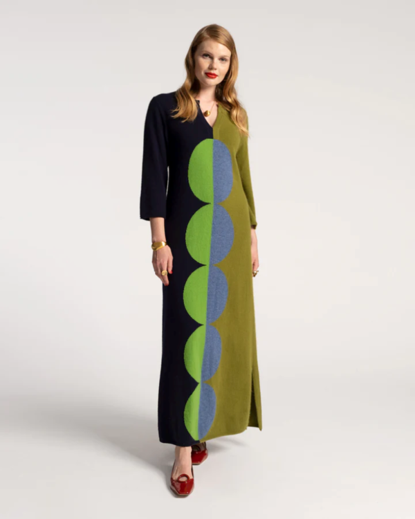 Frances Valentine Cozy Maxi - Abstract Circles Blue/Green/Navy | Garmentory