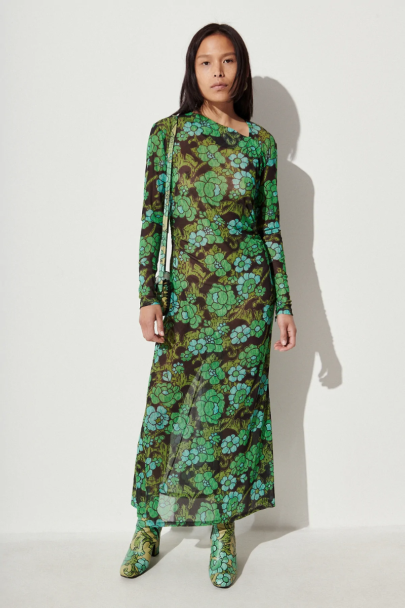 slim fit dress slacks Cadden Dress Olive / 2. / Ziggy Print main image 0