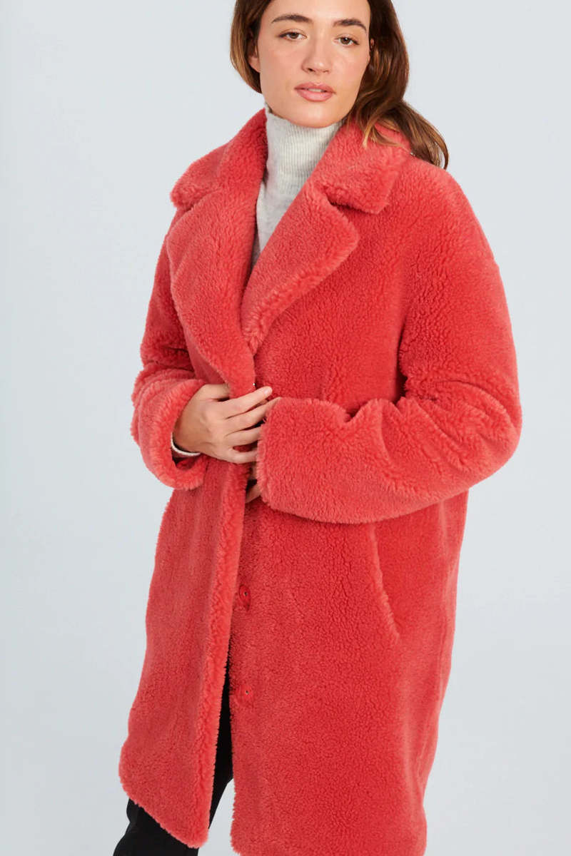 Stand Studio Camille Cocoon Coat - Raspberry