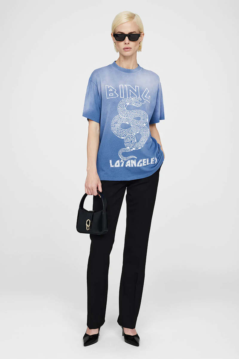 Anine Bing Ashton Tee Snake/Washed Electric Blue Garmentory