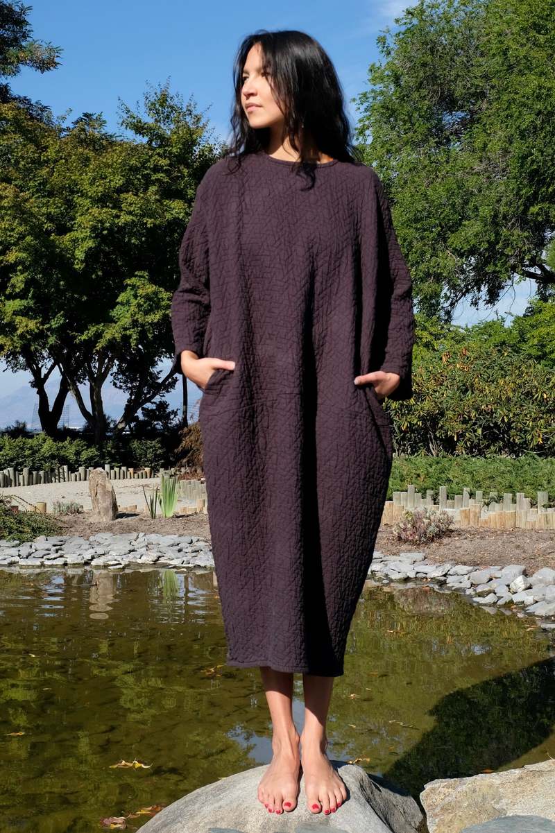 black dress with puff long sleeves Mosella Jacquard Puff Sleeve Midi Dress main image 0