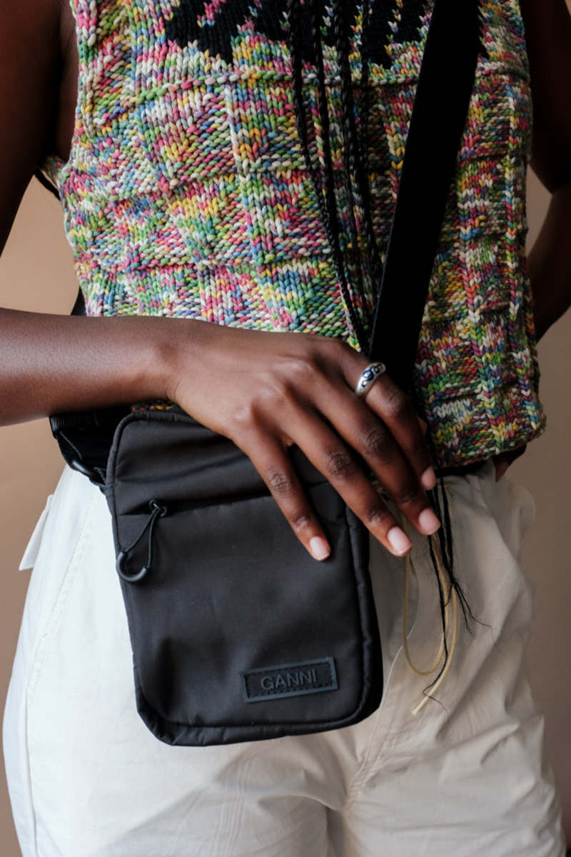 Ganni Vertical Recycled Tech Mini Festival Bag - Black