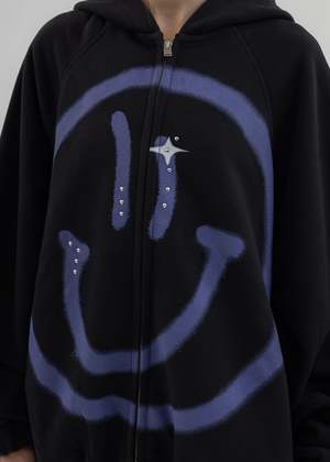 Misbhv Giga Smiley Zipped Hoodie Black Garmentory