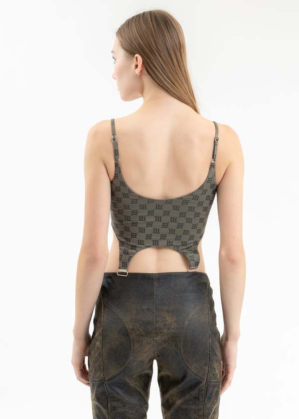 キャミソール msbhv monogram spaghetti top MISBHV LINGERIE MONOGRAM SPAGHETTI TOP - OLIVE | Garmentory