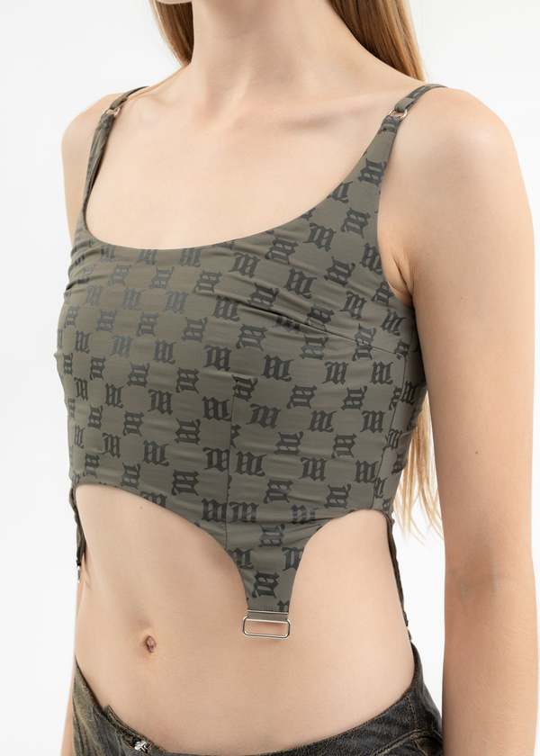 キャミソール msbhv monogram spaghetti top MISBHV LINGERIE MONOGRAM SPAGHETTI TOP - OLIVE | Garmentory