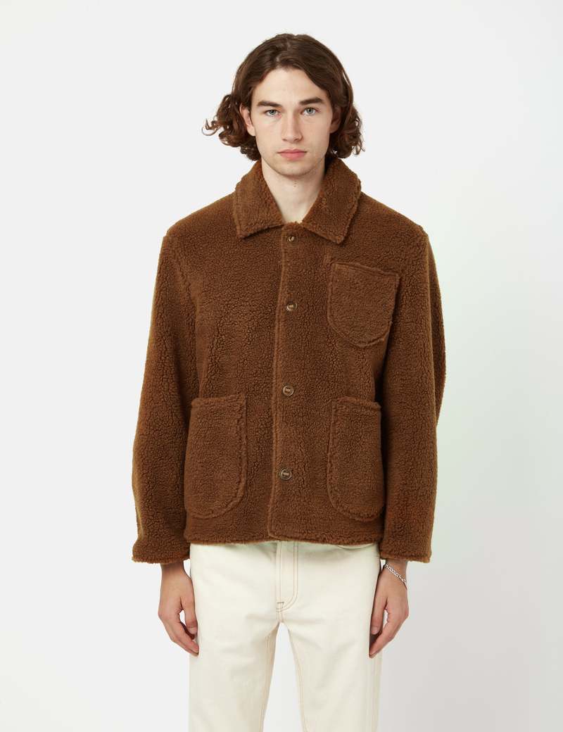 YMC Labour Chore Jacket (Faux Fur) - Rust Brown | Garmentory