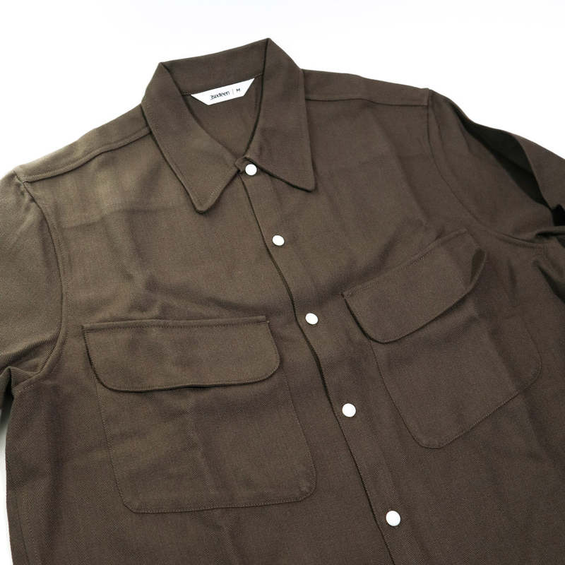 3Sixteen Wool Gabardine Western Overshirt - Forest | Garmentory