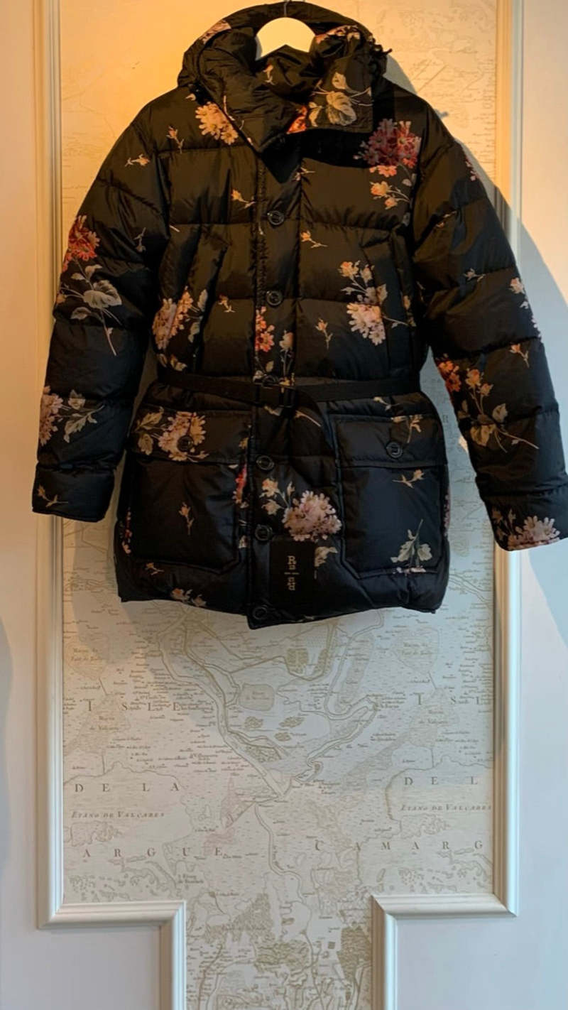 R13 Upside-Down Coat Black Backgrounded Floral