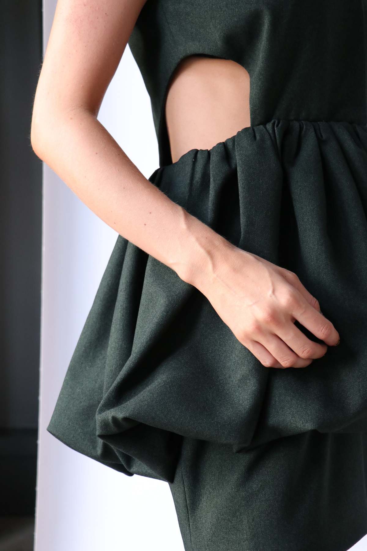 kika vargas green dress RENT Kika Vargas Green Anne bow-shoulder taffeta midi dress (RRP £575) main image 1
