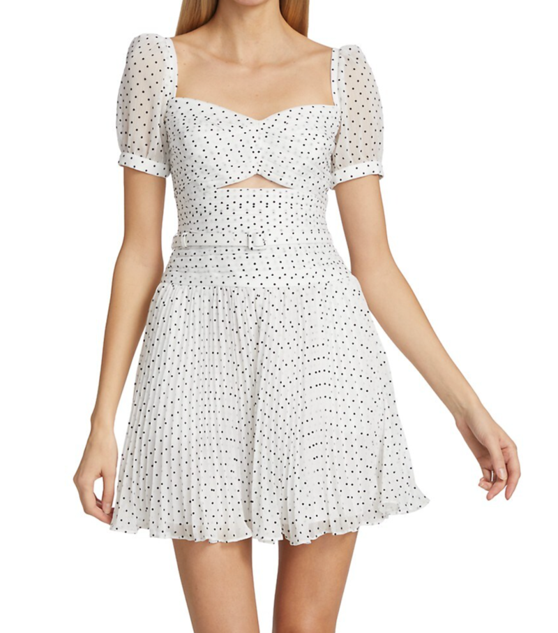 self-portrait SS25127MCCREAM 関税送料込 Self-Portrait Dot Chiffon Mini Dress - White Dot | Garmentory