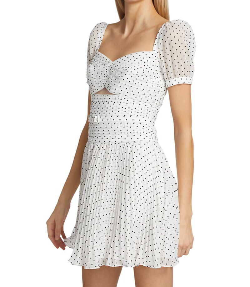 Self-Portrait Dot Chiffon Mini Dress - White Dot | Garmentory