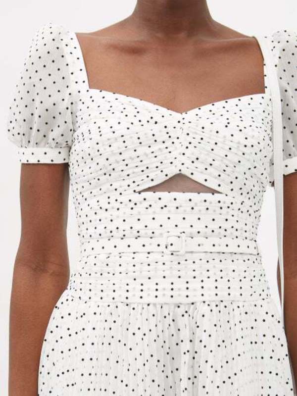 Self-Portrait Dot Chiffon Mini Dress - White Dot | Garmentory