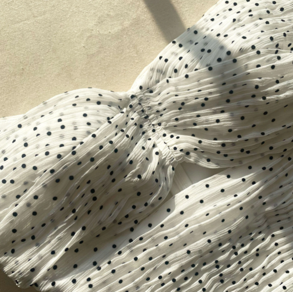 Self-Portrait Dot Chiffon Mini Dress - White Dot