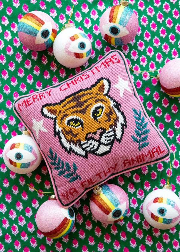 Furbish Studio Needlepoint pillow filthy animal Garmentory