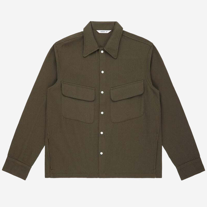 トップス RESISTED YARN DYED WOOL GABARDINE SHIRT smock_zipjacket_black_IMG_0104