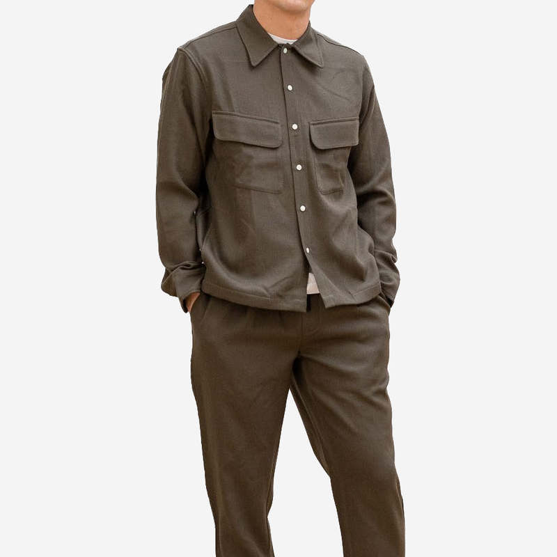 トップス RESISTED YARN DYED WOOL GABARDINE SHIRT Vintage 50s Gabardine Shirt Sanforized Medium Deadstock Gray