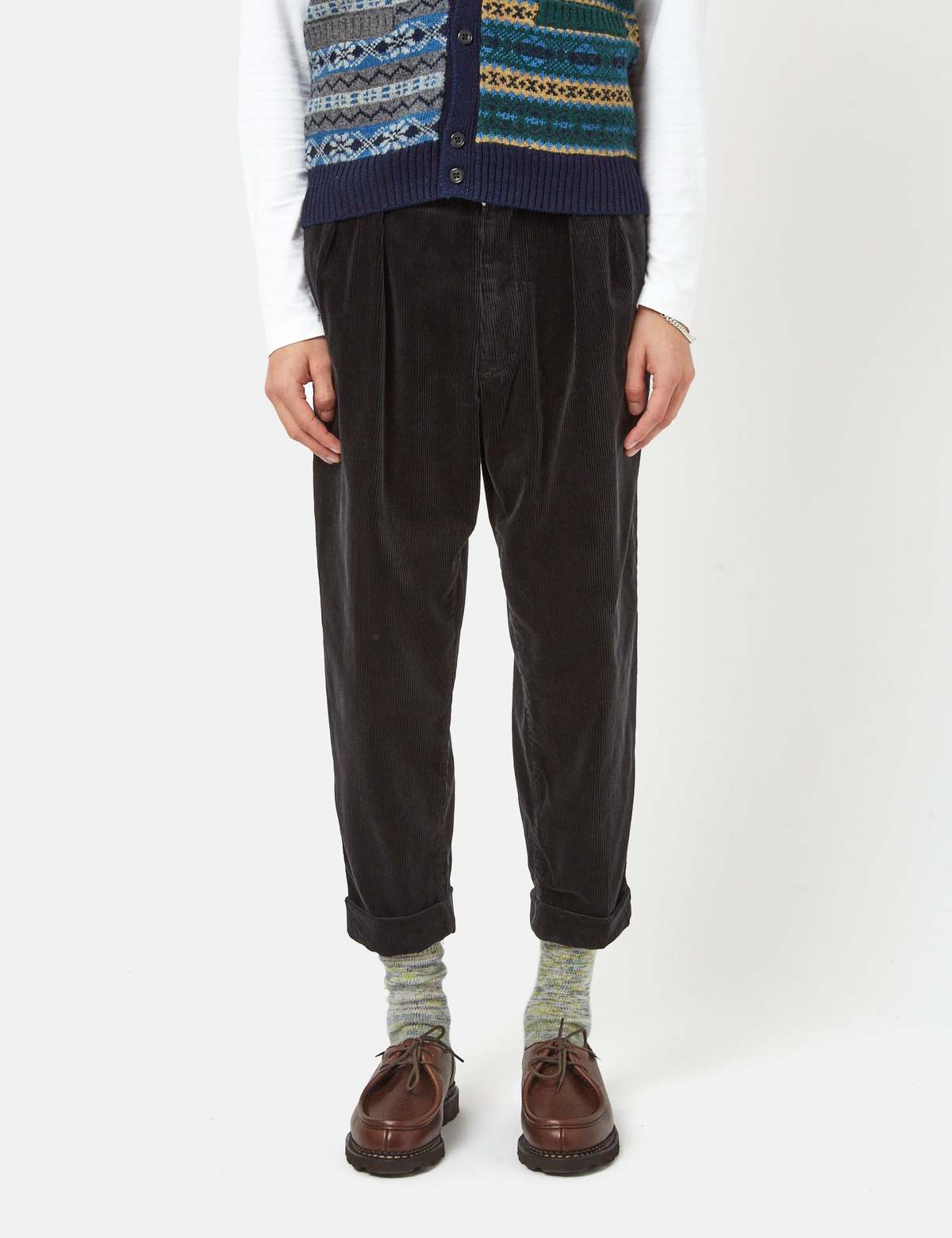 90'S Vintage HEET SPORTSWEAR Two-pleat Corduroy Pants, Men's Size W32 cotton navy blue type Vintage Second Hand