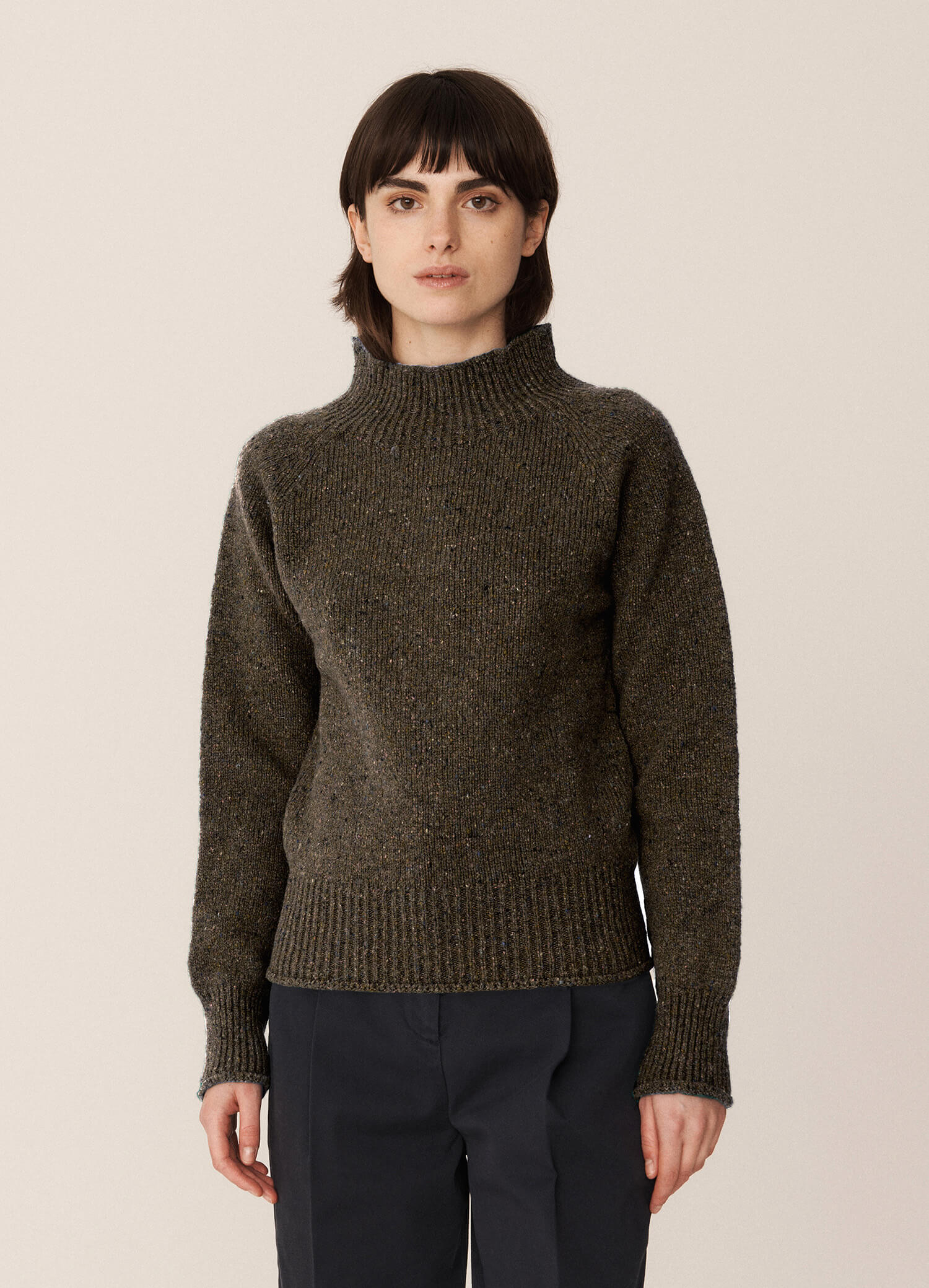 YMC Diddy Merino Rollneck Jumper - Brown Marl | Garmentory