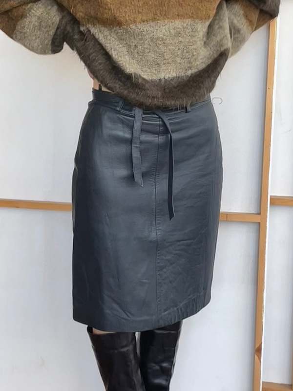 Leather Pencil Skirt Navy Blue Garmentory