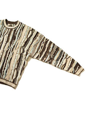 Kapital 7g Knit Gaudy Crew Sweater - Brown | Garmentory