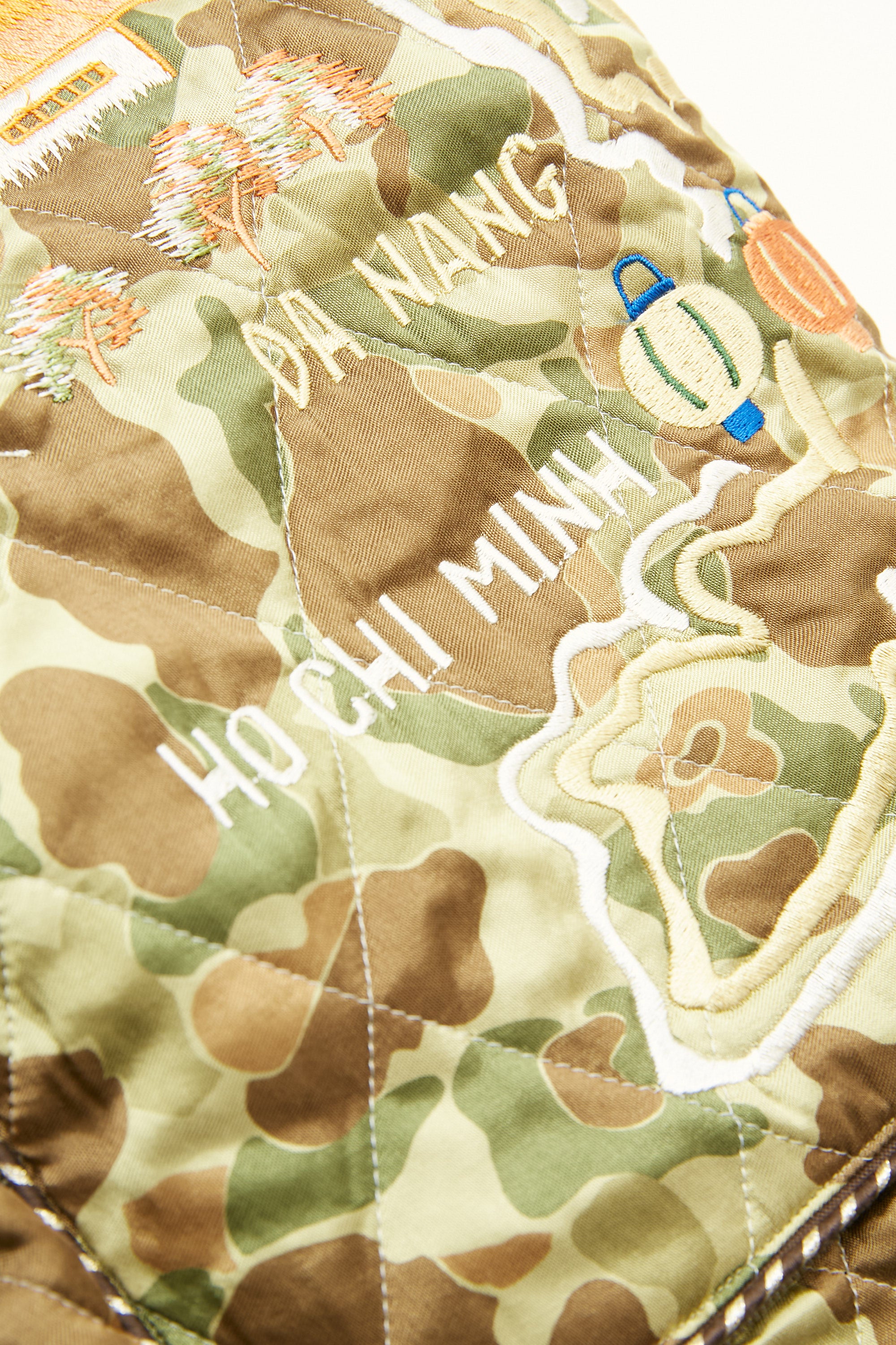 Kapital Rayon Satin Quilting Camo Sham Bomber Jacket Khaki Garmentory