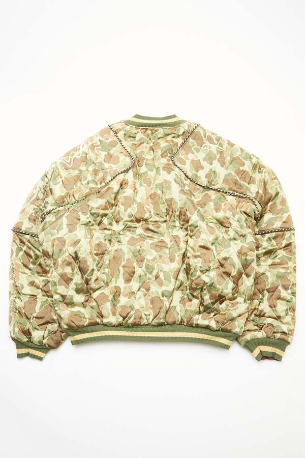 Kapital Rayon Satin Quilting Camo Sham Bomber Jacket Khaki Garmentory