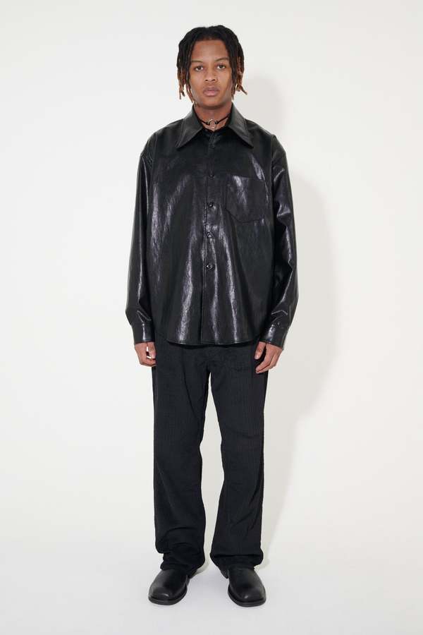 Our Legacy Coco 70s Cageian Faux Leather Shirt - Black | Garmentory