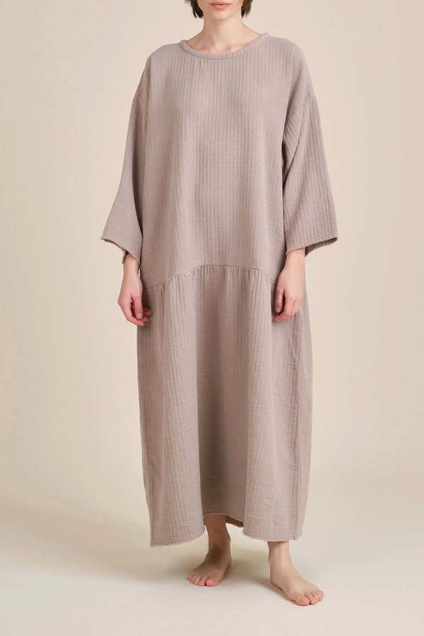 Black Crane Easy Dress - Light Stone