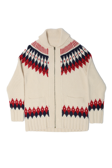 RE/DONE 50 S Zip Cardigan - Ivory Multi