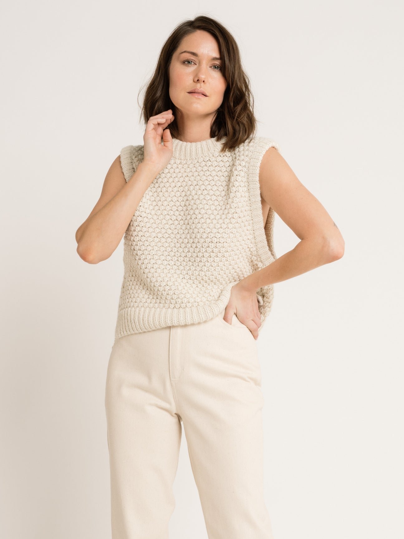 LAUDE the Label Sloane Sweater Vest - Cream | Garmentory