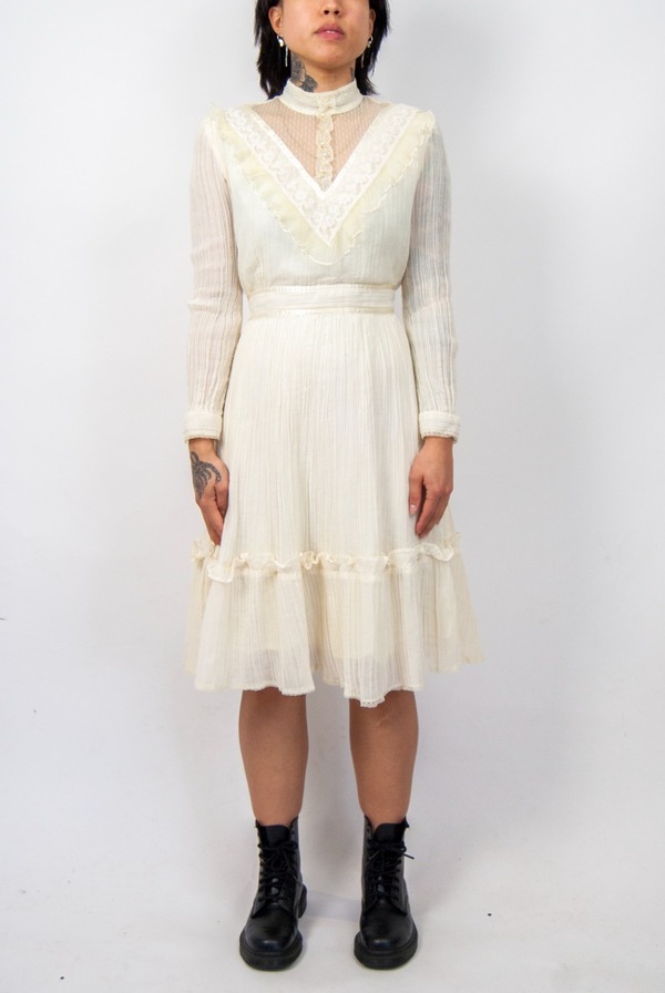 70s gunne sax cream mini dress | Garmentory