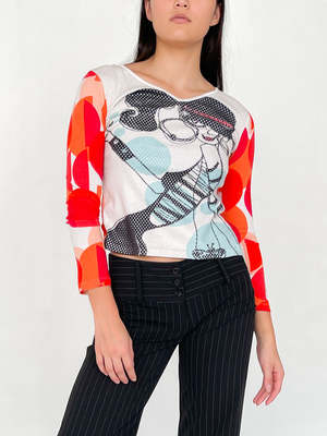 Y2K Custo Barcelona Printed Long Sleeve | Garmentory