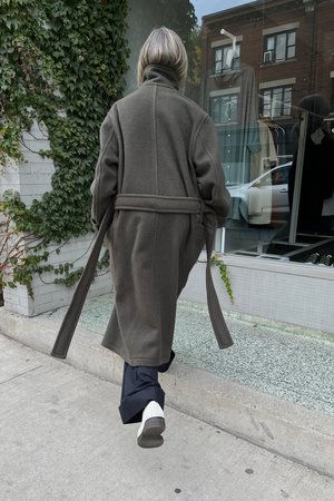 Lemaire Wrap Coat - Pewter Green | Garmentory