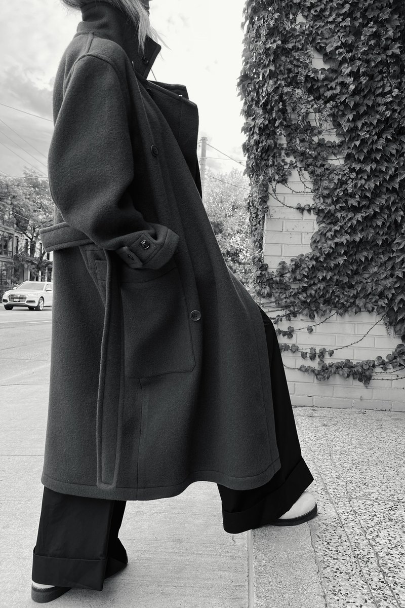 Lemaire Wrap Coat - Pewter Green | Garmentory