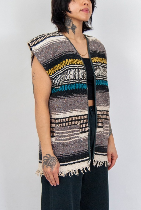 70s mexican blanket vest