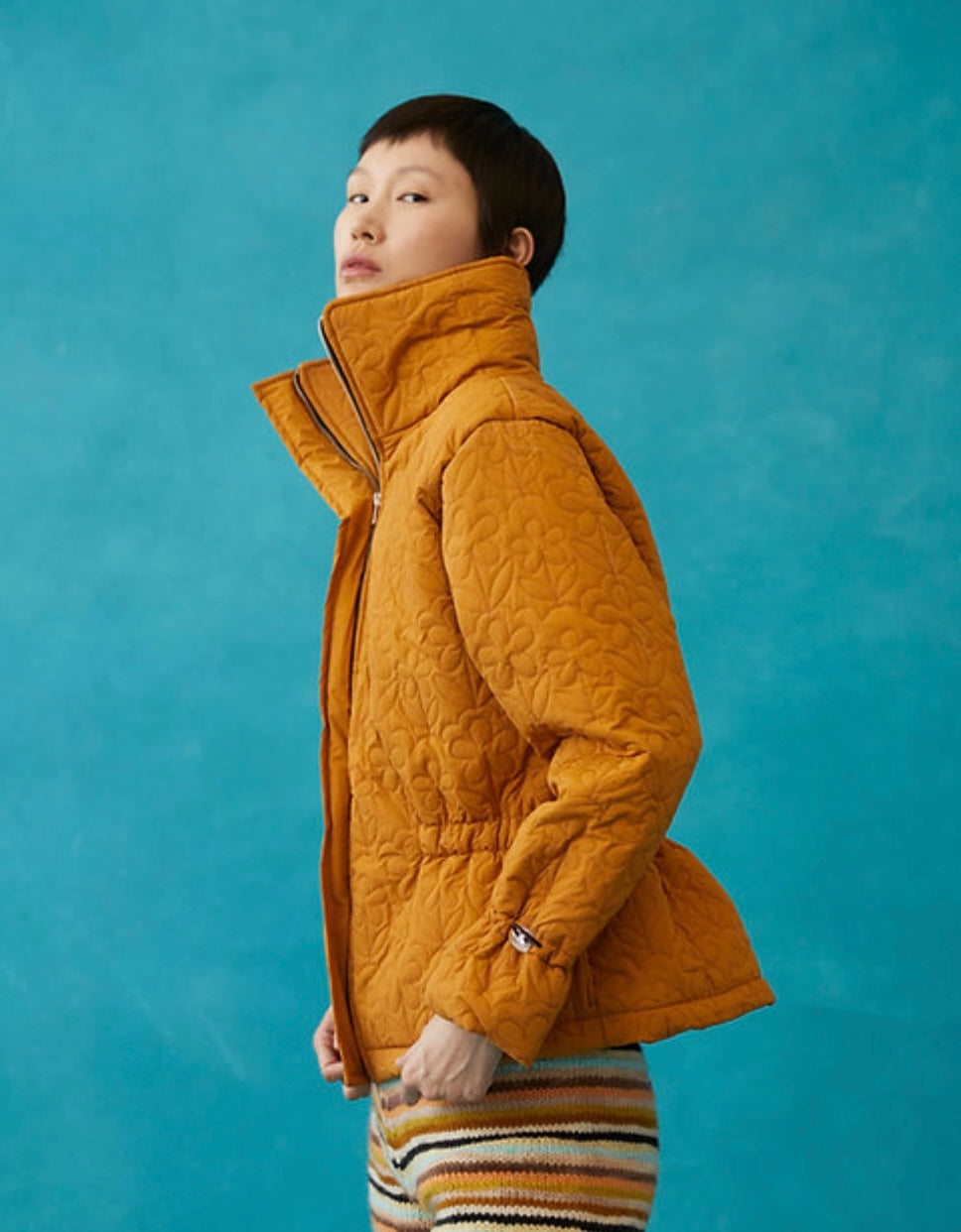 Tach Clothing Kika Floral Quilted Jacket Tan Garmentory