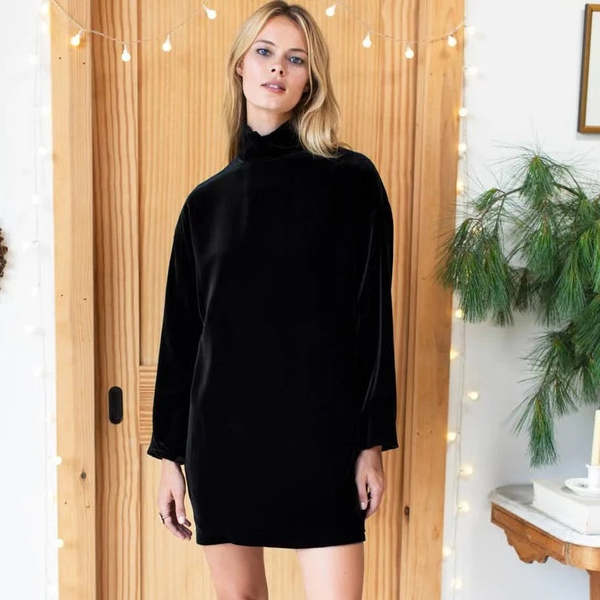 Emerson Fry Edie Dress Black Velvet Garmentory