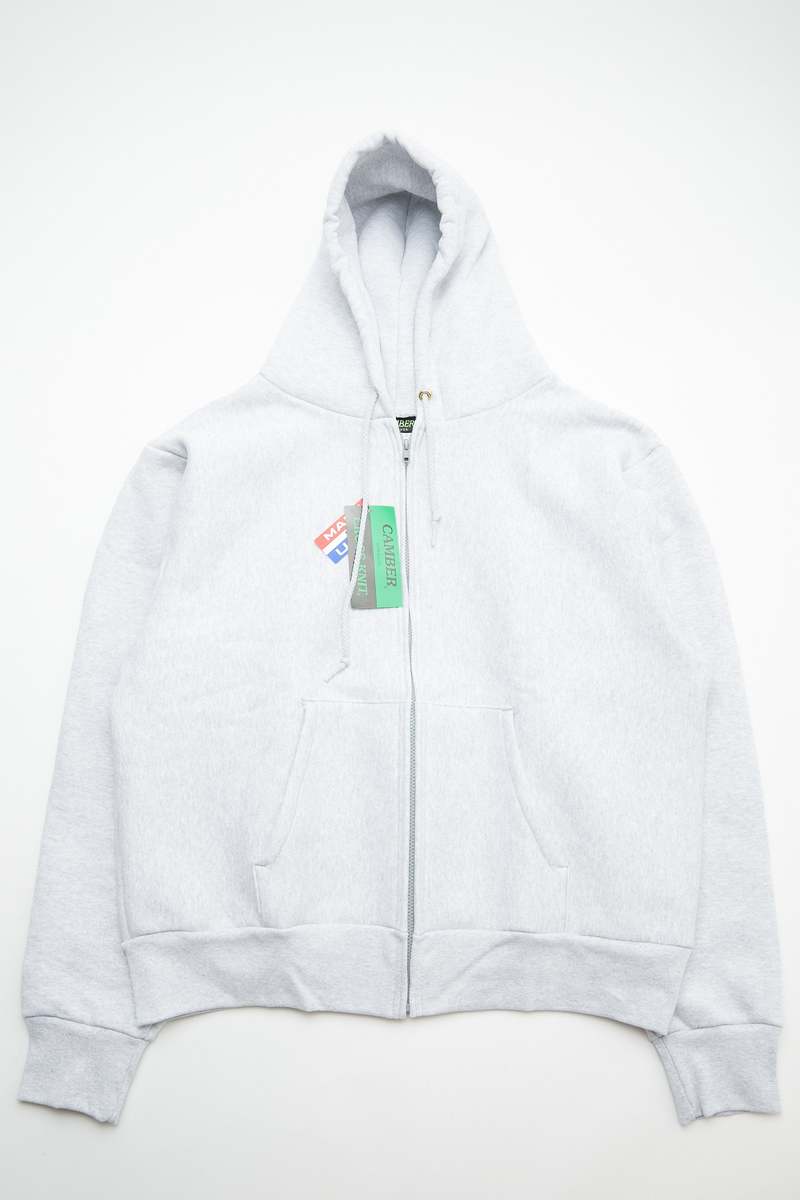 パーカー・フーディ STIGMA ZIPPER OVERSIZED HOODIE WHITE MELANGE 23STHD08 Camber 12oz Heavyweight Cross Knit Zippered Hoodie - Grey