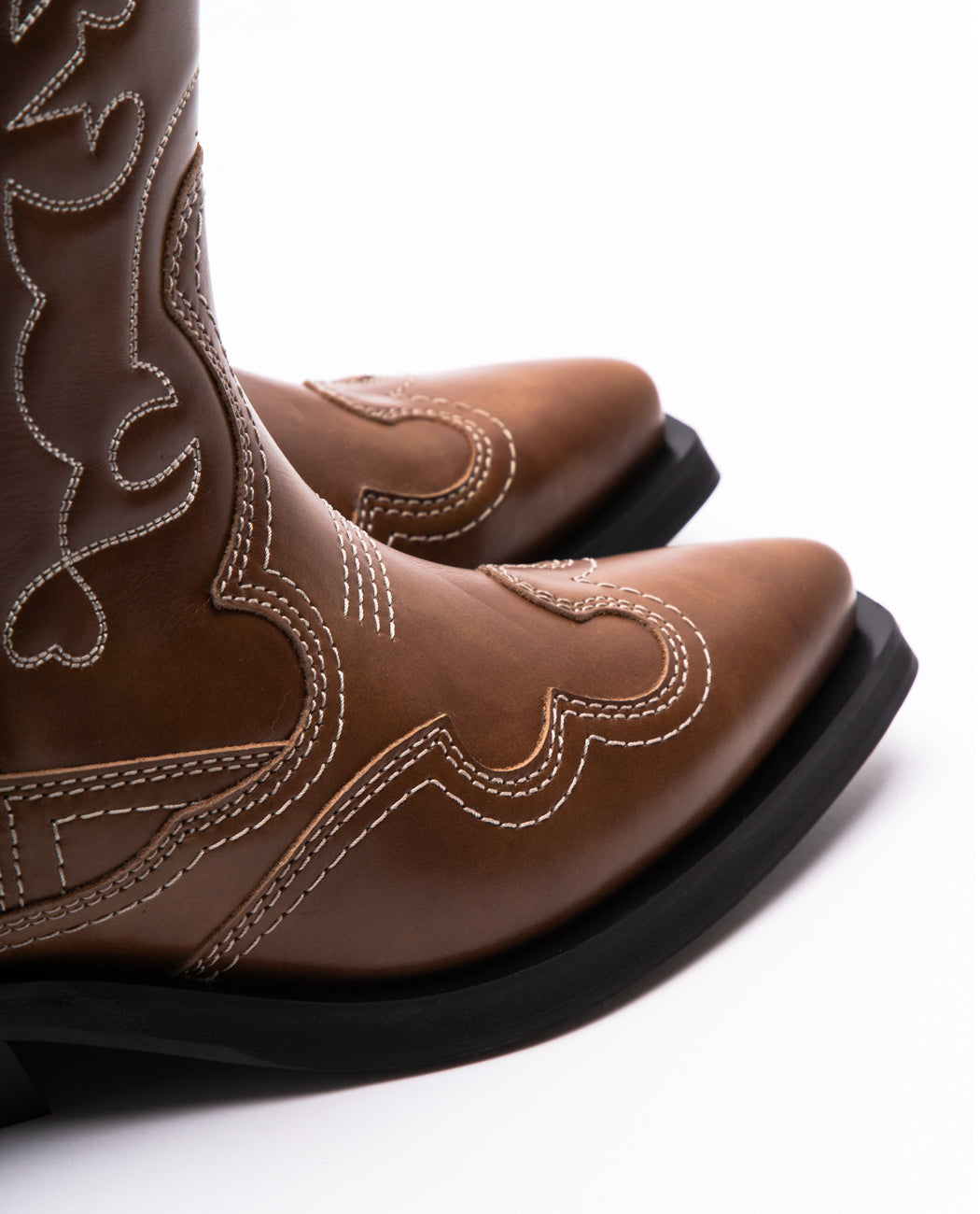 Ganni Mid Shaft Embroidered Western Boots TIGERS EYE Garmentory