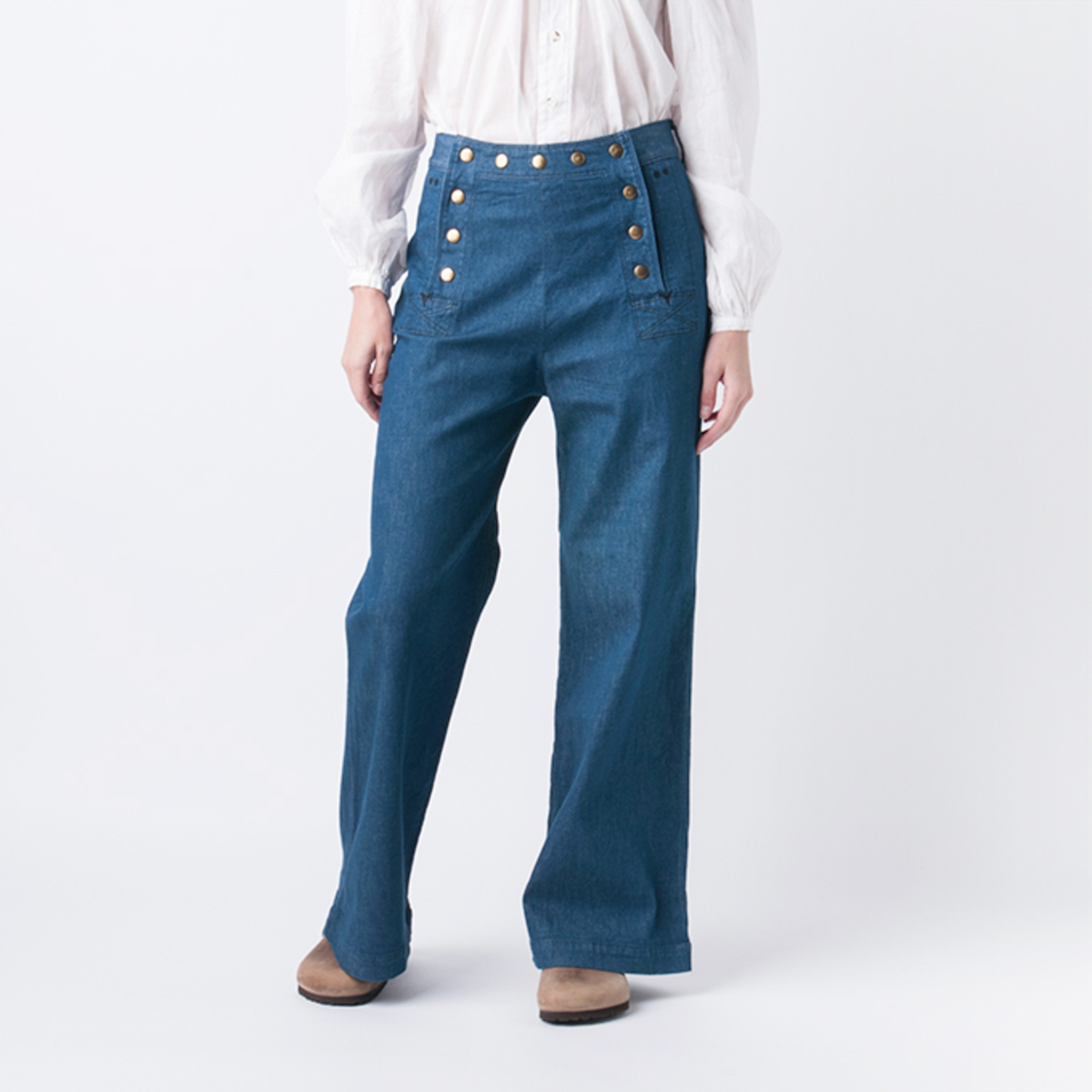 10oz Stretch Denim Lace Up Sailor Pant in Indigo | Garmentory
