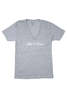 Blue&Cream Script V-Neck Tee - Grey - Thumbnail 1