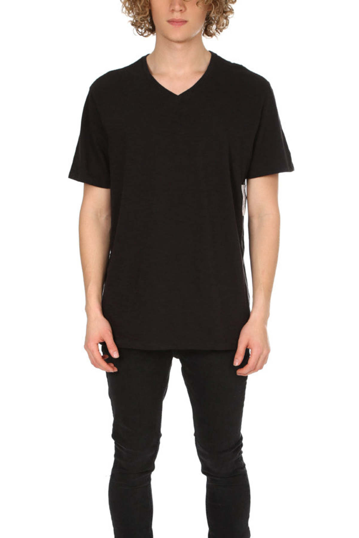 Vince SS Slub V Neck Tee - Black - Image 1 of 4