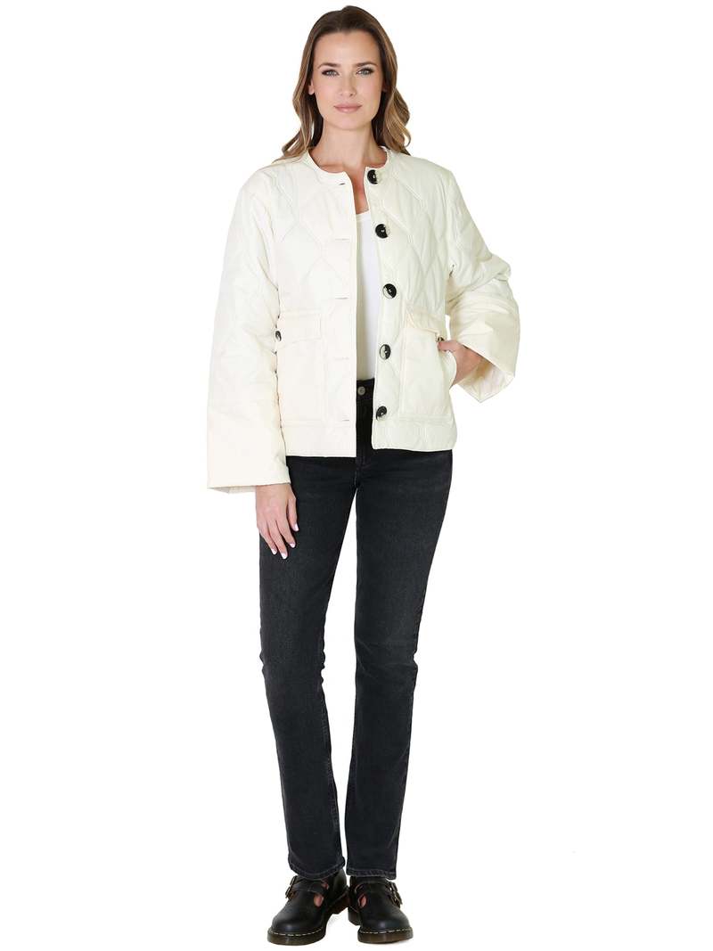Ganni Cropped Ripstop Jacket - Egret | Garmentory