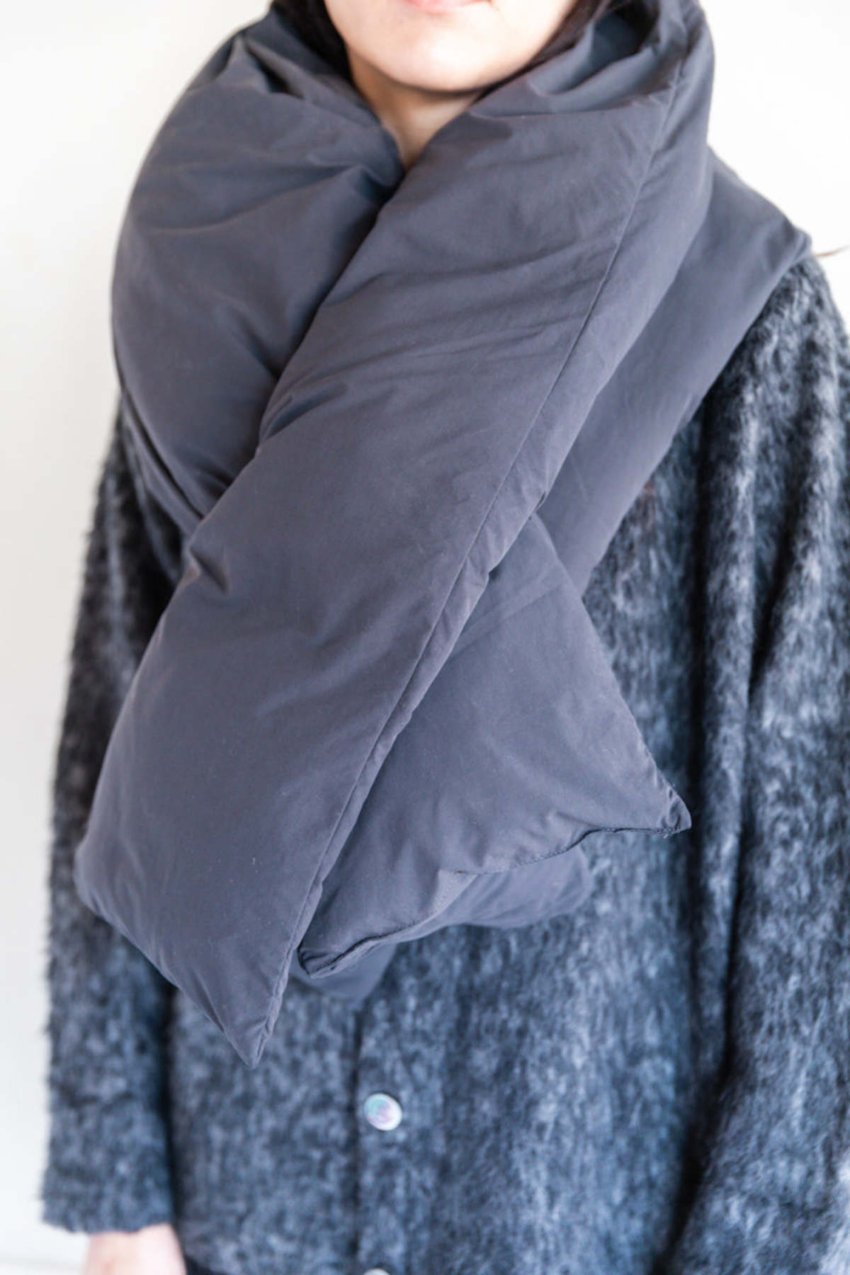 Studio Nicholson PLUME PADDED SCARF - BLACK | Garmentory