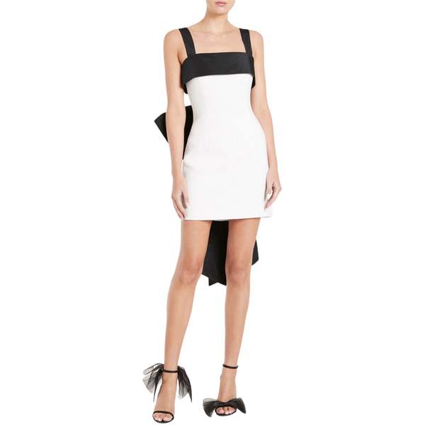 REBECCA VALLANCE Hepburn Bow Mini Dress - Black/White | Garmentory