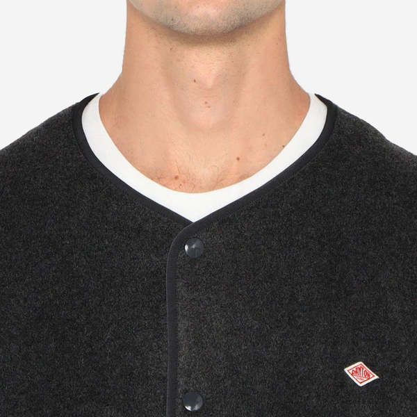 Danton Fleece Collarless Jacket - Black | Garmentory