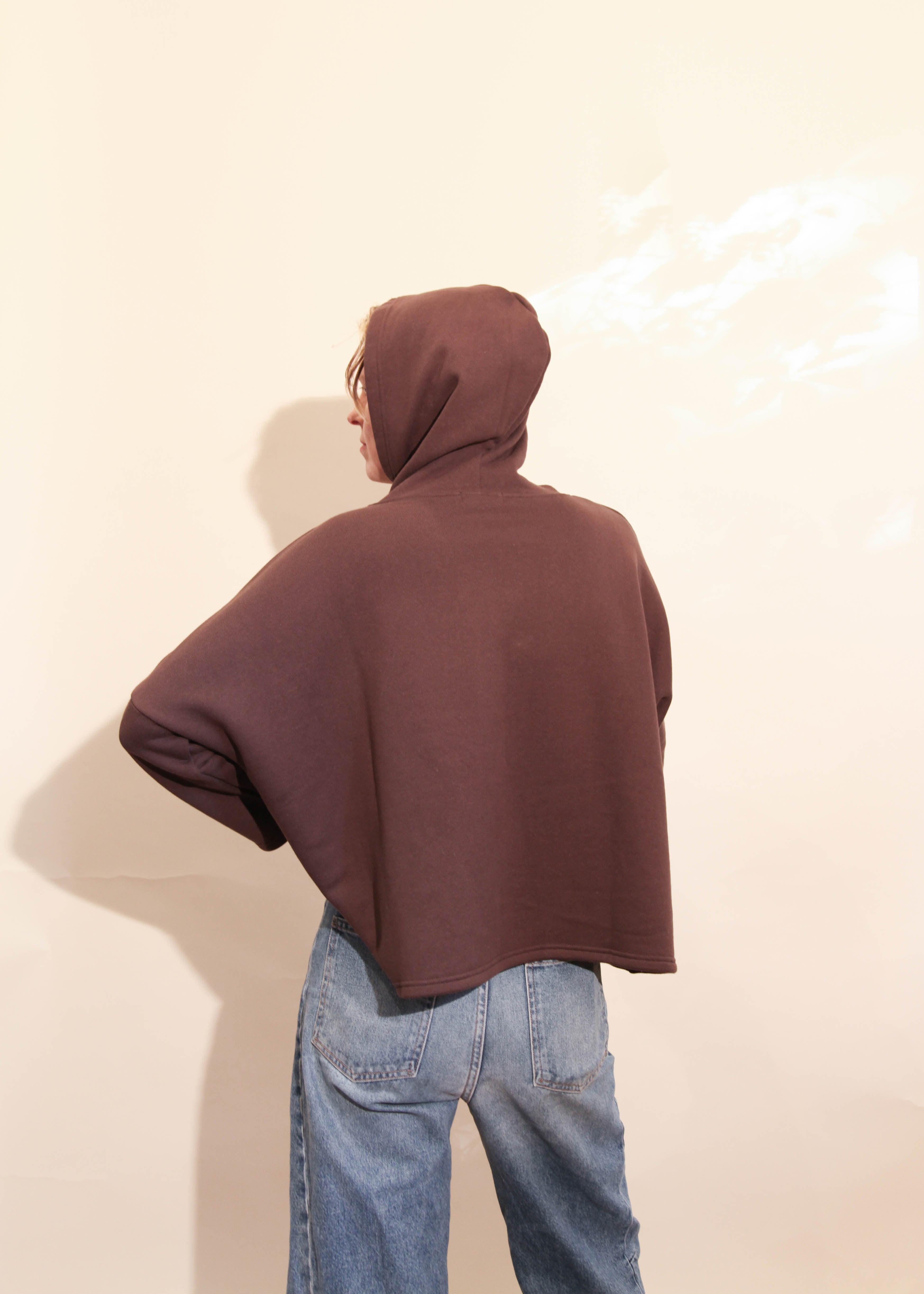 Ichi Antiquités Jersey Knit Hoodie Top - Brown