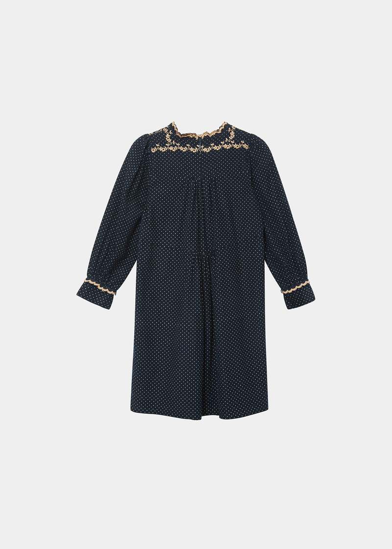 caramel robina dress navy dot 3y キャラメル