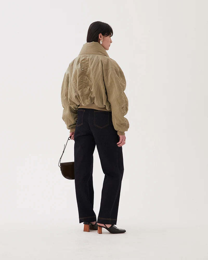 【REJINA PYO】GREEN-BEIGE NYLON混JACKET REJINA PYO】GREEN-BEIGE NYLON混JACKET