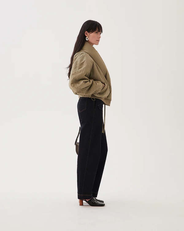 〓REJINA PYO〓 GREEN-BEIGE NYLON混JACKET Rejina Pyo Duvet Jacket - Nylon Khaki | Garmentory